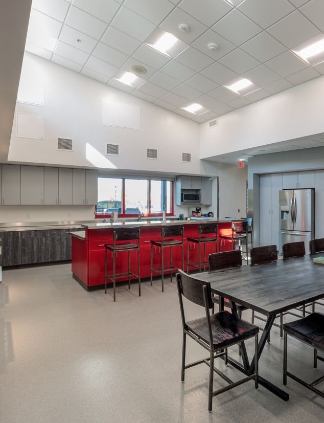 Mount Pleasant Fire Station kitchen area with nora rubber flooring